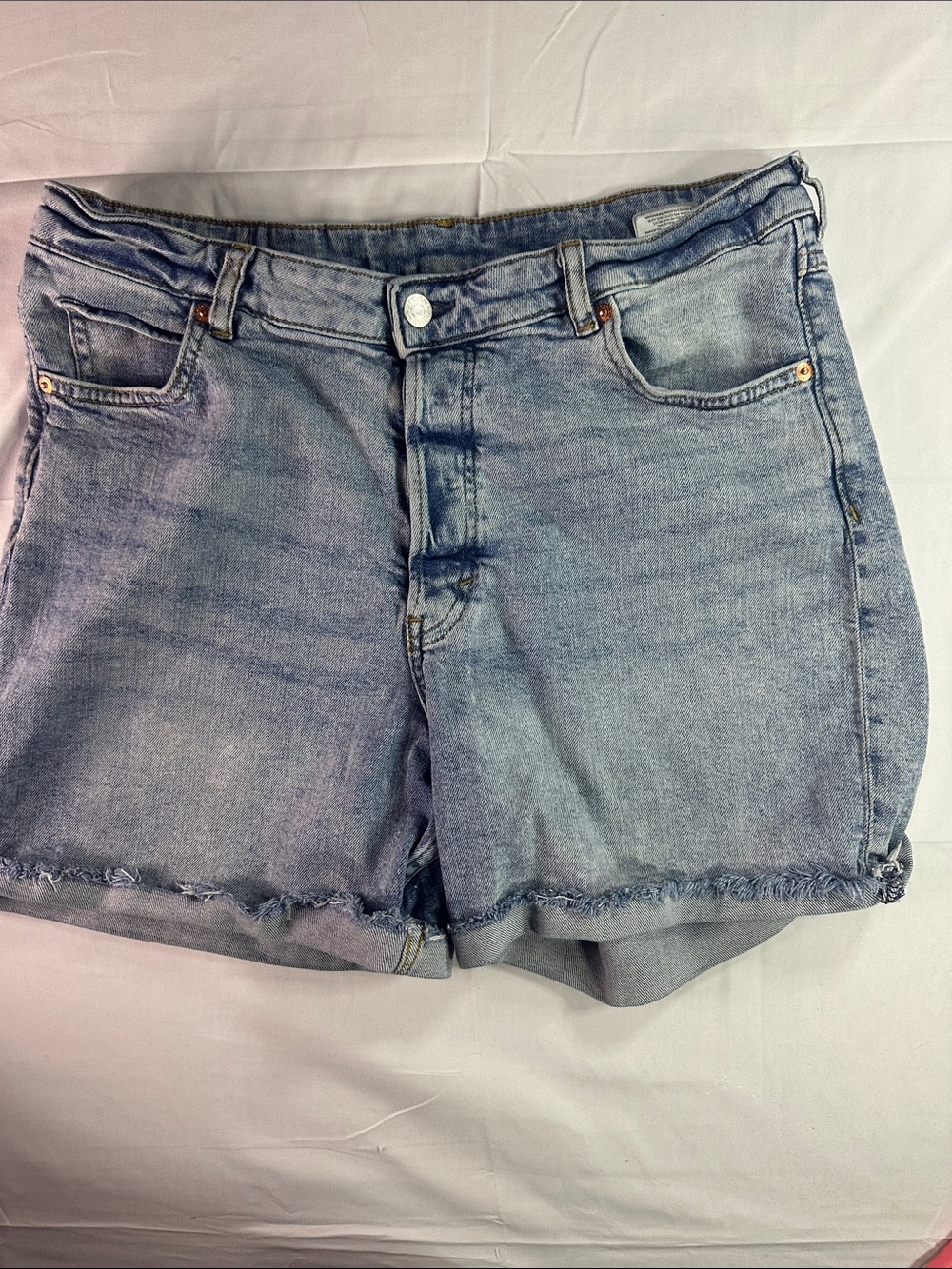 H&M Light Blue Frayed Hem Denim Shorts